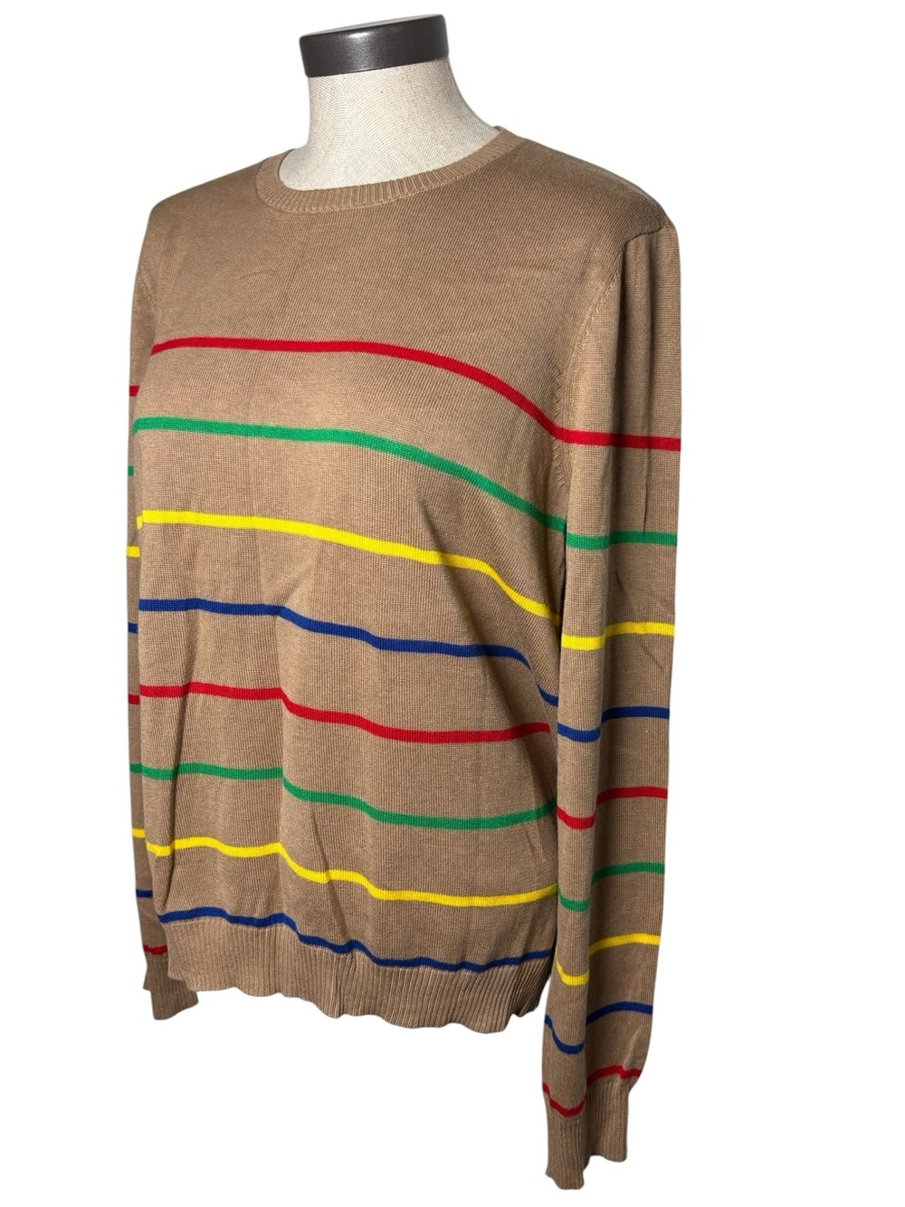 Lauren Ralph Lauren Rainbow Stripe Sweater XXL Cotton Modal Lightweight - Picture 2 of 6